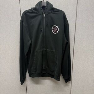 Black Zip-Up Hoodie with Logo